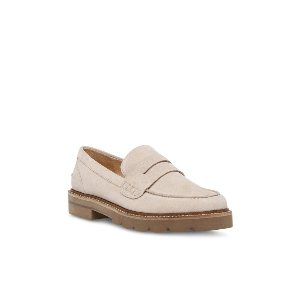 Anne Klein Suede Loafers Taupe Beige Lug Sole Size 7.5 Academia Classic